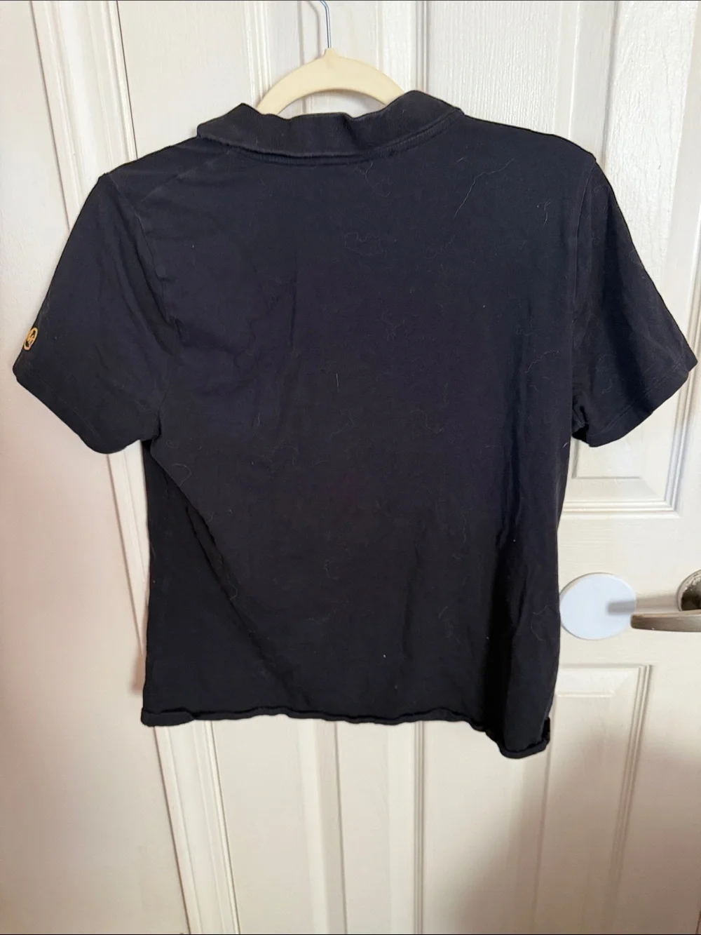 Michael Kors Black Short Sleeve Zip Polo Top with Gold Pull